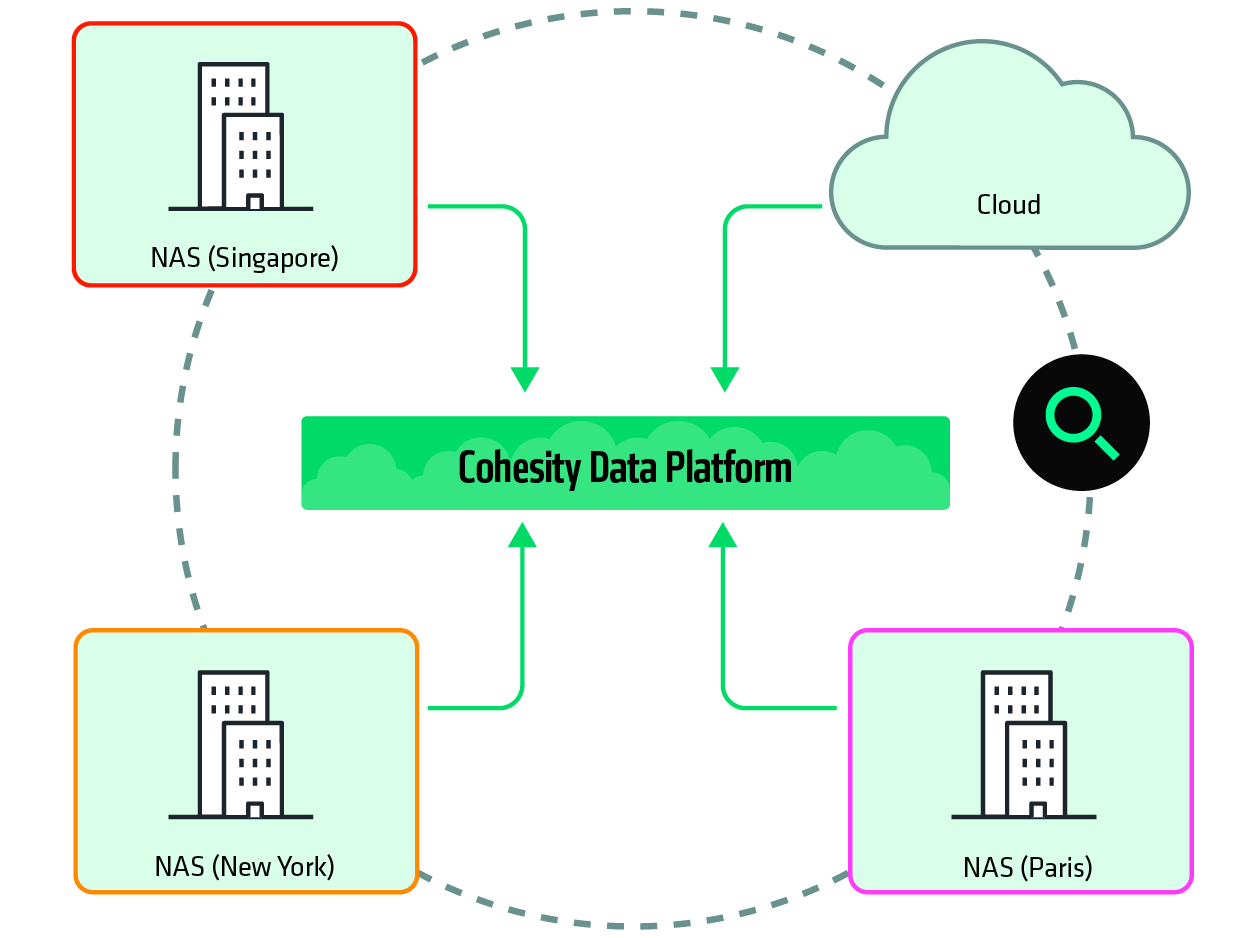 Unite sources and file types graphic on Cohesity Gaia page