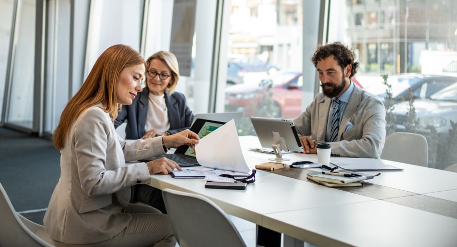 Workers in conference room