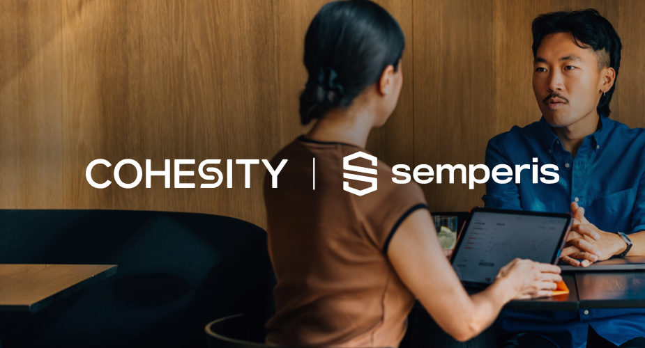 Cohesity and Semperis partnership logo lockup