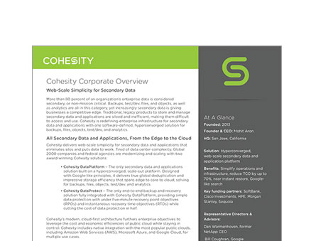 Cohesity Corporate Overview