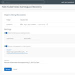 Kubernetes Namspace Recovery Screenshot | Enterprise-class Backup 