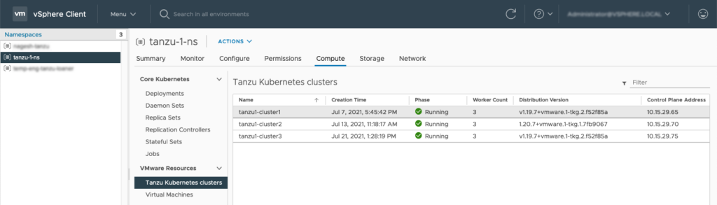 Figure 2 VMware Kubernetes Grid Service Tanzu Guest clusters