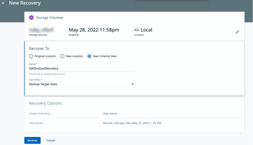 Cohesity Helios - New Recovery