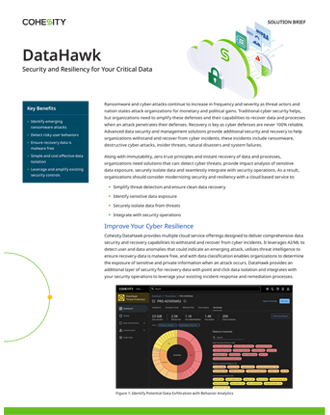 Cohesity DataHawk solution brief thumbnail