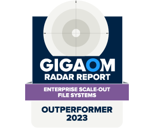 GigaOm Scale Out Files Outperformer badge