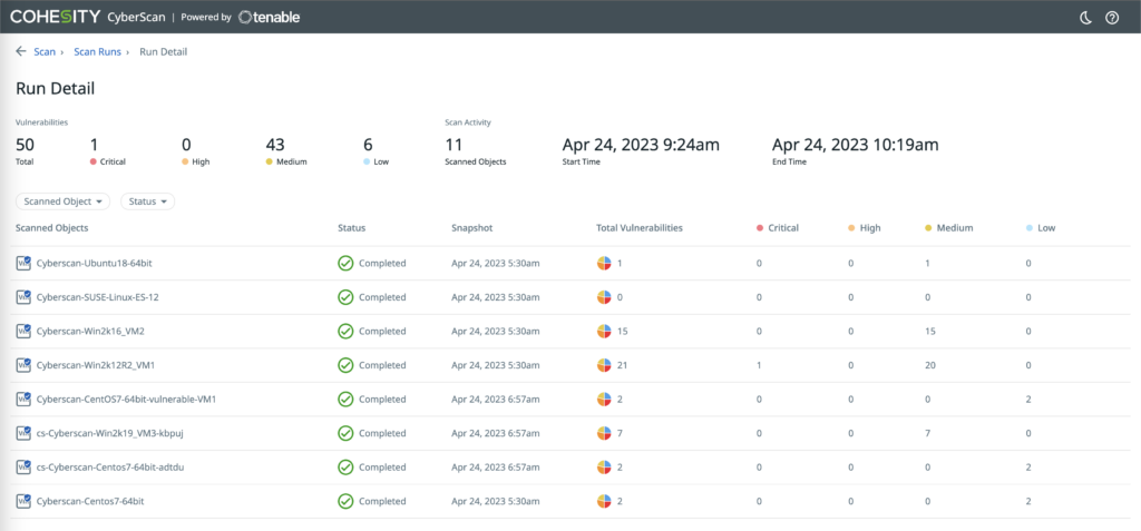 Tenable Cohesity Cyberscan