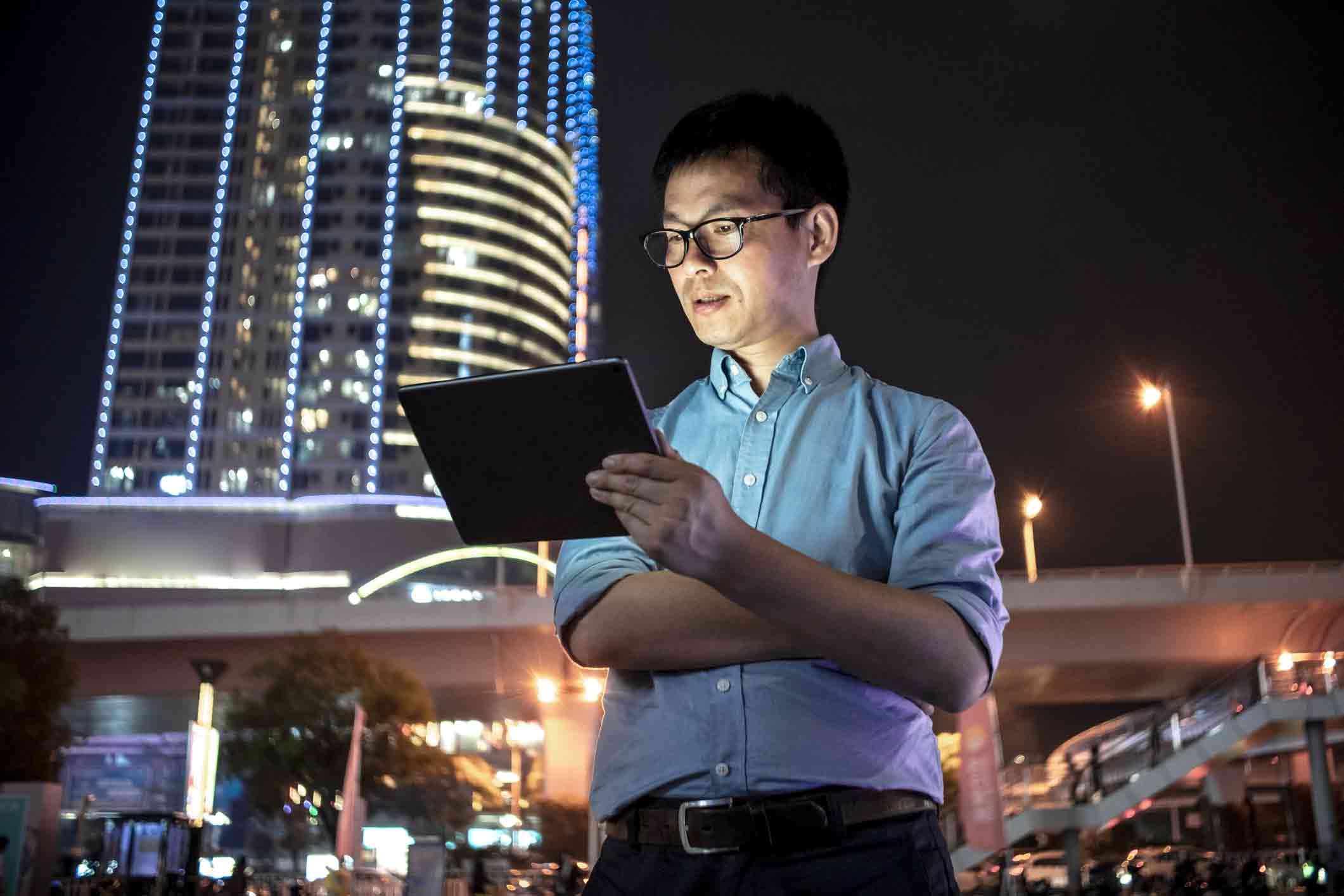 Business man using tablet